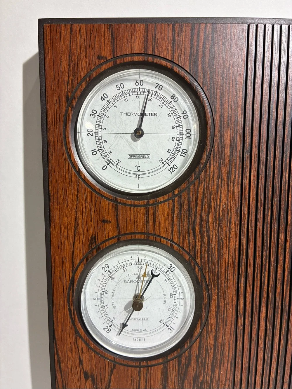 Vintage Springfield Weather Radio Model 8345 Faux Wood Grain Weather Station
